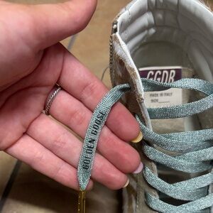 Golden Goose Kit Lace Shoelaces in Grey with Gold Print